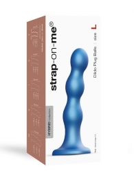 Голубая насадка Strap-On-Me Dildo Plug Balls size L - Strap-on-me - купить с доставкой в Березниках