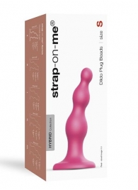 Розовая насадка Strap-On-Me Dildo Plug Beads size S - Strap-on-me - купить с доставкой в Березниках