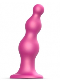 Розовая насадка Strap-On-Me Dildo Plug Beads size L - Strap-on-me - купить с доставкой в Березниках