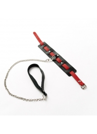 Черный ошейник с красным ремешком и поводком - Crazy Handmade - купить с доставкой в Березниках