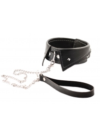 Черный ошейник-воротничок с металлическим поводком - Crazy Handmade - купить с доставкой в Березниках