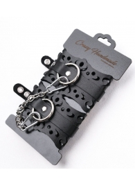 Ажурные наручники из черной кожи - Crazy Handmade - купить с доставкой в Березниках