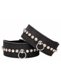 Черные наручники Diamond Studded Wrist Cuffs - Shots Media BV - купить с доставкой в Березниках