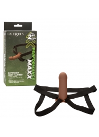 Коричневый фаллопротез из силикона Extension with Harness - 15,75 см. - California Exotic Novelties - купить с доставкой в Березниках