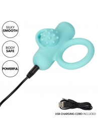 Аквамариновое эрекционное виброкольцо Silicone Rechargeable Nubby Lover’s Delight - California Exotic Novelties - в Березниках купить с доставкой