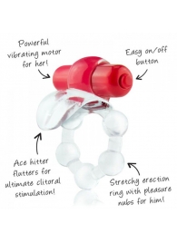 Виброкольцо с язычком и красным виброэлементом Overtime - Screaming O - в Березниках купить с доставкой