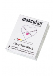 Ультрапрочные презервативы Masculan Ultra Safe Black - 3 шт. - Masculan - купить с доставкой в Березниках