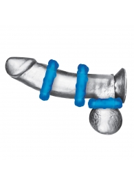 Комплект из трех голубых эрекционных колец 3-Pack Ribbed Rider Cock Ring Set - BlueLine - в Березниках купить с доставкой