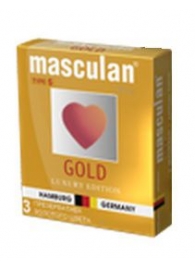 Презервативы Masculan Ultra Gold с золотым напылением и ароматом ванили - 3 шт. - Masculan - купить с доставкой в Березниках