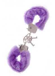 Фиолетовые меховые наручники METAL HANDCUFF WITH PLUSH LAVENDER - Dream Toys - купить с доставкой в Березниках