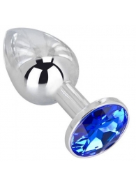 Анальное украшение BUTT PLUG  Small с синим кристаллом - 7 см. - Anal Jewelry Plug - купить с доставкой в Березниках