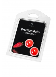 Набор из 2 шариков с массажным маслом Brazilian Balls с ароматом клубники - Secret Play - купить с доставкой в Березниках