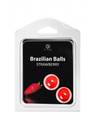 Набор из 2 шариков с массажным маслом Brazilian Balls с ароматом клубники - Secret Play - купить с доставкой в Березниках