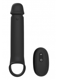Черная насадка-удлинитель с вибрацией Vibrating Extender With Remote - Dream Toys - в Березниках купить с доставкой