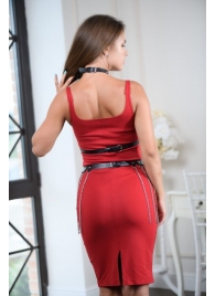 Черно-серебристая портупея-юбка plus size с цепочками - БДСМ Арсенал - купить с доставкой в Березниках
