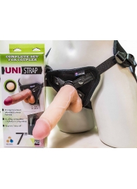 Страпон-унисекс с двумя насадками UNI strap 7  Harness - 19 и 16 см. - LOVETOY (А-Полимер) - купить с доставкой в Березниках