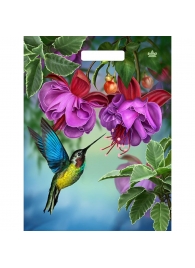 Пакет с принтом в виде колибри в цветах с вырубной ручкой (31х40 см) - Сима-Ленд - купить с доставкой в Березниках