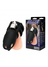 Черная клетка для пениса Silicone Small 2 in Cock Cage With Ball Divider - BlueLine - купить с доставкой в Березниках