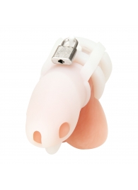 Белая клетка для пениса Silicone Small 2 in Cock Cage With Ball Divider - BlueLine - купить с доставкой в Березниках