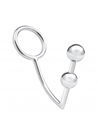 Кольцо на пенис с анальным стимулятором Two Bead Stainless Steel Anal Hook   Cock Ring - BlueLine - в Березниках купить с доставкой