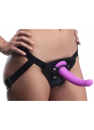 Лиловый поясной страпон Navigator Silicone G-Spot Dildo with Harness - 17,8 см. - XR Brands - купить с доставкой в Березниках