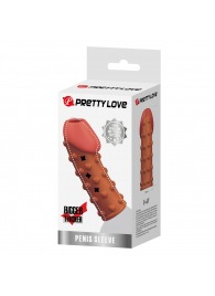 Телесная открытая насадка на пенис с бугорками - 19,8 см. - Baile - в Березниках купить с доставкой