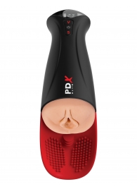 Телесный мастурбатор-вагина в черной колбе с вибрацией Fuck-O-Matic Pro XL - Pipedream - в Березниках купить с доставкой
