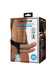 Темно-бежевый фаллопротез для двойного проникновения - 17,5 см. - Baile - купить с доставкой в Березниках