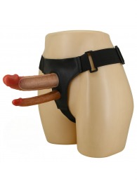 Темно-бежевый фаллопротез для двойного проникновения - 17,5 см. - Baile - купить с доставкой в Березниках