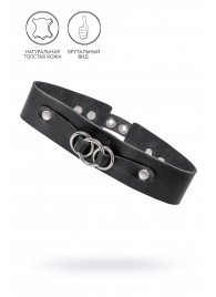 Черный чокер-ошейник со связанными кольцами на подложке - Pecado - купить с доставкой в Березниках