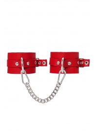 Красные мягкие кожаные оковы с люверсами - Pecado - купить с доставкой в Березниках