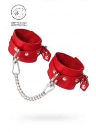 Красные мягкие кожаные оковы с люверсами - Pecado - купить с доставкой в Березниках