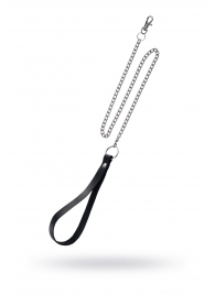 Поводок с ручкой из черной натуральной кожи и карабином для ошейника - Pecado - купить с доставкой в Березниках