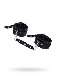 Черные двухслойные кожаные оковы с белой строчкой - Pecado - купить с доставкой в Березниках