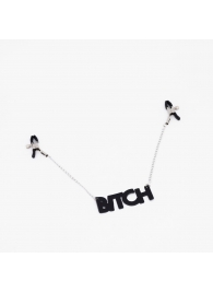 Зажимы на соски с кожаной подвеской Bitch - Crazy Handmade - купить с доставкой в Березниках