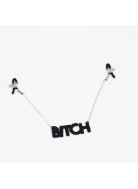 Зажимы на соски с кожаной подвеской Bitch - Crazy Handmade - купить с доставкой в Березниках