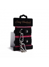 Черно-розовые скругленные наручники с мягкой подкладкой - Crazy Handmade - купить с доставкой в Березниках