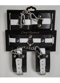 Набор фиксаторов из черной и белой натуральной кожи - Crazy Handmade - купить с доставкой в Березниках