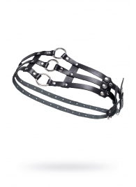 Черный кожаный пояс с кольцами - Pecado - купить с доставкой в Березниках