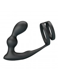 Черный вибростимулятор простаты с фиксацией кольцами - Baile - в Березниках купить с доставкой