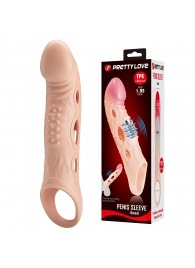 Телесная удлиняющая насадка с рельефом и вибрацией Brad - 21,3 см. - Baile - в Березниках купить с доставкой