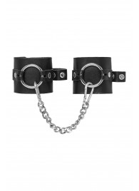 Черные наручники из толстой натуральной кожи с люверсами - Pecado - купить с доставкой в Березниках
