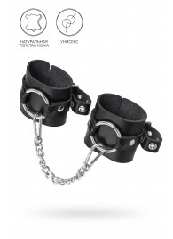 Черные наручники из толстой натуральной кожи с люверсами - Pecado - купить с доставкой в Березниках