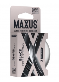 Черные утолщенные презервативы MAXUS Extra Strong с железным кейсом - 3 шт. - Maxus - купить с доставкой в Березниках