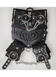 Черный ажурный кожаный набор фиксаций - Crazy Handmade - купить с доставкой в Березниках
