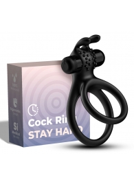 Черное эрекционное виброкольцо с подхватом мошонки Stay Hard - Boys of Toys - в Березниках купить с доставкой