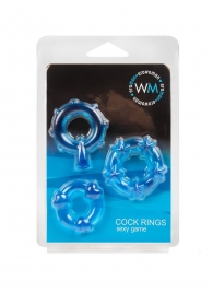 Набор из 3 синих эрекционных колец с различным рельефом - Erowoman-Eroman - в Березниках купить с доставкой