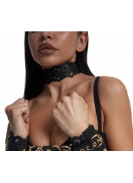 Черный ажурный чокер с золотистой фурнитурой - Crazy Handmade - купить с доставкой в Березниках