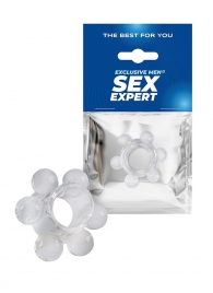 Прозрачное эрекционное кольцо с 6 стимулирующими шариками - Sex Expert - в Березниках купить с доставкой