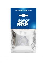 Прозрачное эрекционное кольцо с шариками и шипами - Sex Expert - в Березниках купить с доставкой